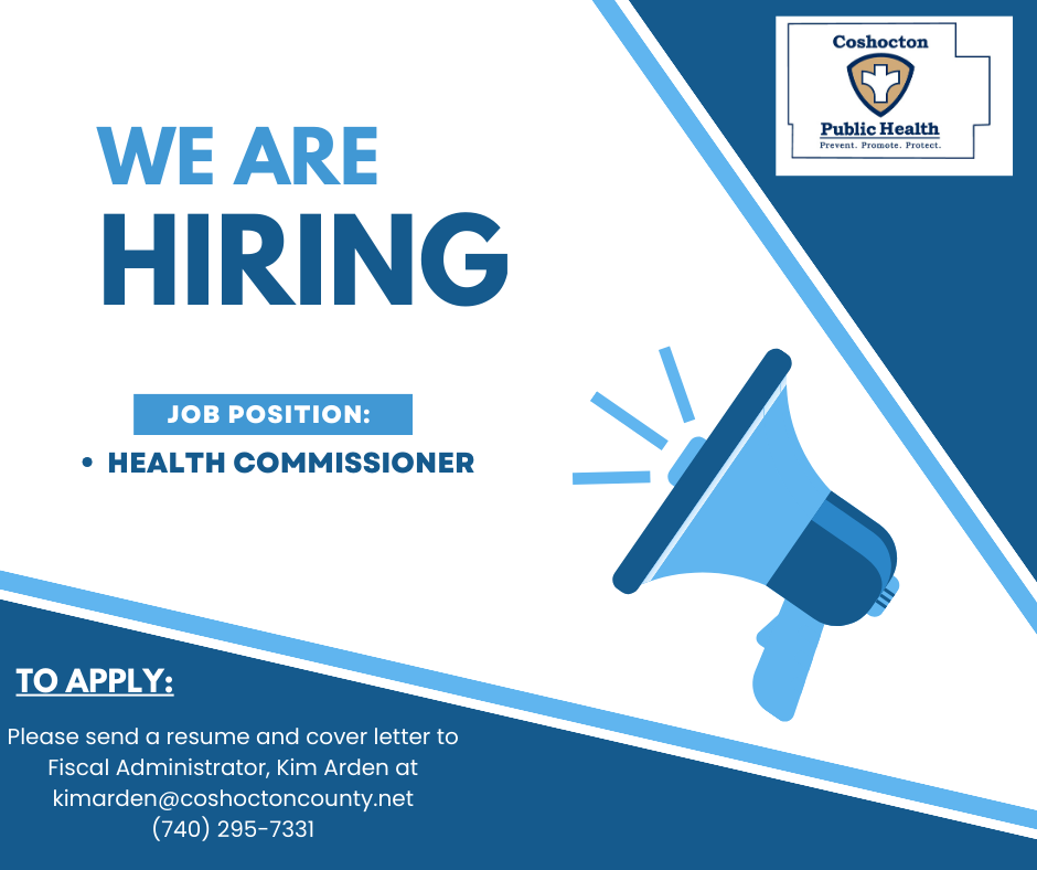 We are Hiring (Health Commissioner) FB Post Coshocton Public Health District