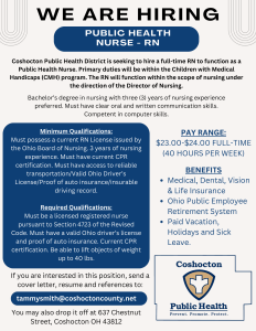 Employment Opportunities – Coshocton Public Health District